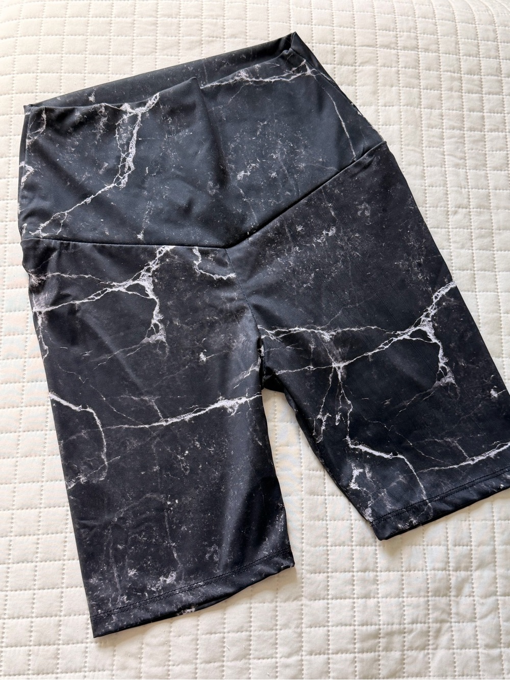 Marshal Black Marble Print Bike Shorts